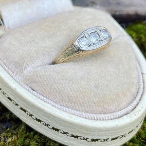 RESERVED • DO NOT BUY • Antique Victorian 14k Gold .35ct Diamond Boat Ring